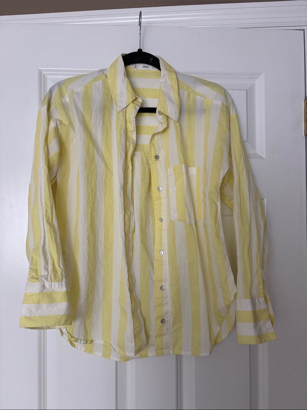 Womens mango Yellow and White Striped Button-Up Shirt